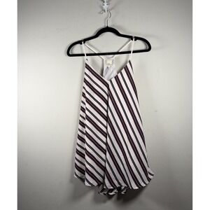 Cover Stitched Womens Halter Top XL Over Sized Sgriped Lined Boho Resortcore